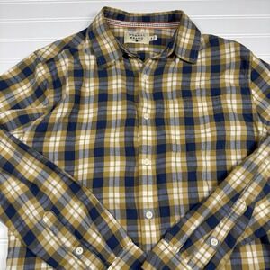 The Normal Brand Plaid Flannel Shirt Men's Medium Gold Navy White GUC